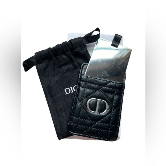 DIOR Compact Mirror With Black Faux Leather Case - Picture 1 of 9